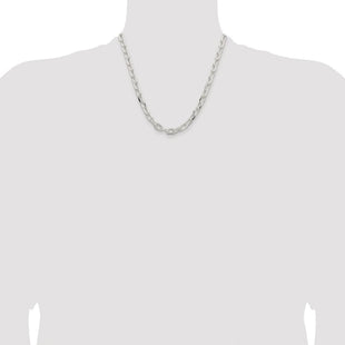 Sterling Silver Rhodium-plated Diamond-cut Long Link Cable Chain (Style QAR200R-20)