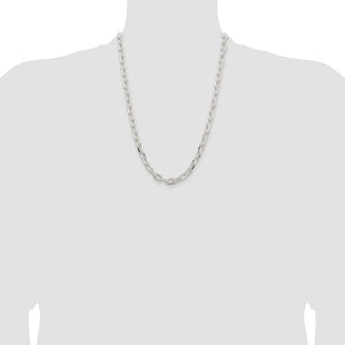 Sterling Silver Rhodium-plated Diamond-cut Long Link Cable Chain (Style QAR200R-24)