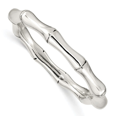 Sterling Silver Polished Bamboo Slip-on Bangle