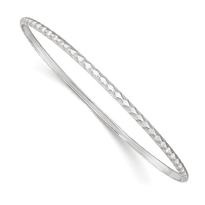 Sterling Silver Polished Textured Slip-on Bangle