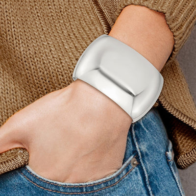 Sterling Silver Polished Domed Cuff Bangle