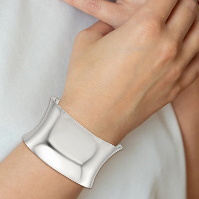 Sterling Silver Polished Concave Cuff Bangle