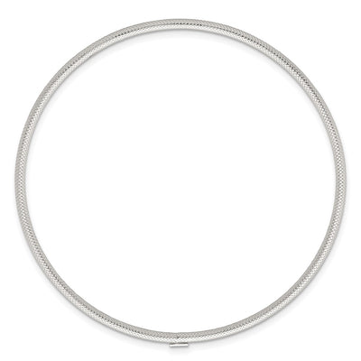 Sterling Silver Polished and Textured Slip-on Bangle Bracelet