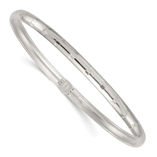 Sterling Silver Polished and Diamond-cut Flexible Bangle (Style QB1615)