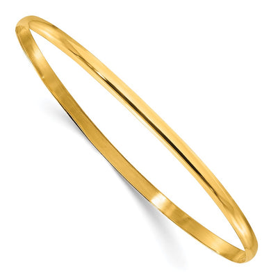 Sterling Silver Gold-tone Polished Plain Slip-On Bangle Bracelet