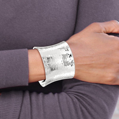 Sterling Silver Hammered Cuff Bangle
