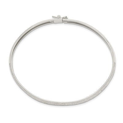 Sterling Silver Laser and Diamond-cut Flexible Bangle, 7.00 x 6.5mm