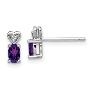Sterling Silver Rhodium-plated Amethyst & Diam. Earrings (Style QBE23FEB)