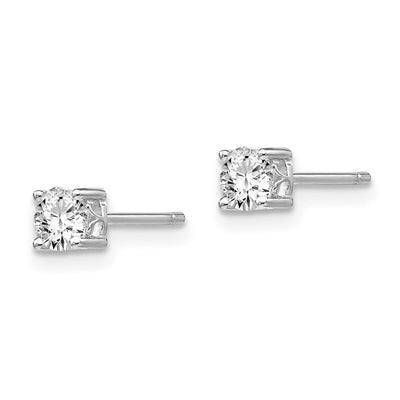 Sterling Silver Rhodium-plated Round White Topaz Post Earrings, 4 x 4mm