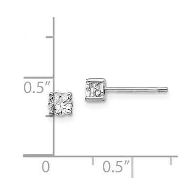 Sterling Silver Rhodium-plated Round White Topaz Post Earrings, 4 x 4mm