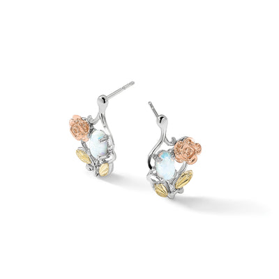 Landstrom's Mt. Rushmore Black Hills Sterling Silver 12K Gold Accents Rose and Lab Created White Opal Spring Ring Clasp Necklace