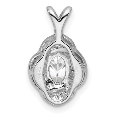 Sterling Silver Rhodium-plated Diam. & White Topaz Pendant, 16 x 10mm
