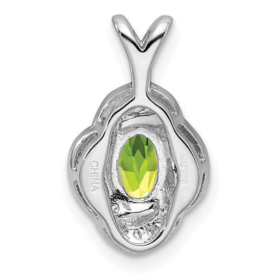 Sterling Silver Rhodium-plated Diam. & Peridot Pendant, 16 x 10mm