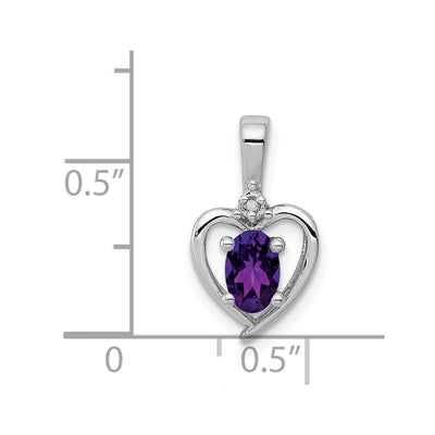 Sterling Silver Rhodium-plated Amethyst & Diam. Pendant, 16 x 10mm