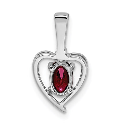 Sterling Silver Rhodium-plated Created Ruby & Diam. Pendant, 16 x 10mm