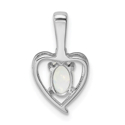 Sterling Silver Rhodium-plated Created Opal & Diam. Pendant, 16 x 10mm