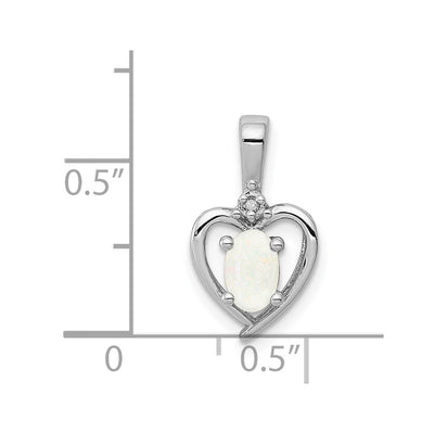 Sterling Silver Rhodium-plated Created Opal & Diam. Pendant, 16 x 10mm