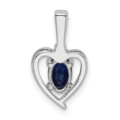 Sterling Silver Rhodium-plated Created Sapphire & Diam. Pendant, 16 x 10mm