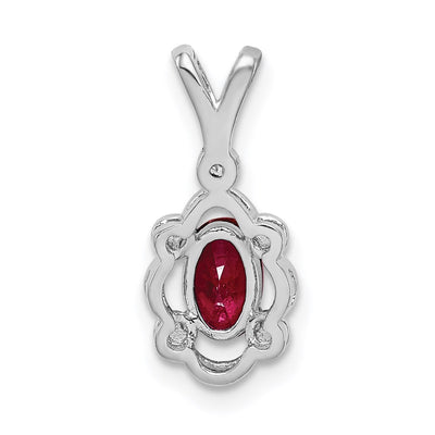 Sterling Silver Rhodium-plated Created Ruby & Diam. Pendant, 17 x 8mm