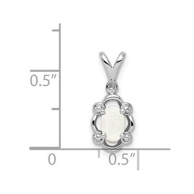Sterling Silver Rhodium-plated Created Opal & Diam. Pendant, 17 x 8mm