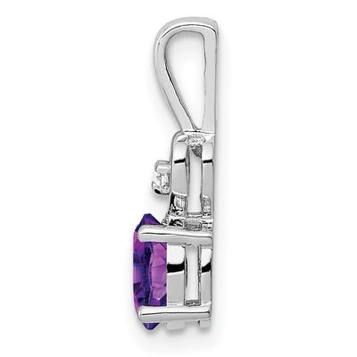 Sterling Silver Rhodium-plated Amethyst & Diam. Pendant, 16 x 5mm