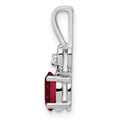 Sterling Silver Rhodium-plated Created Ruby & Diam. Pendant, 16 x 5mm