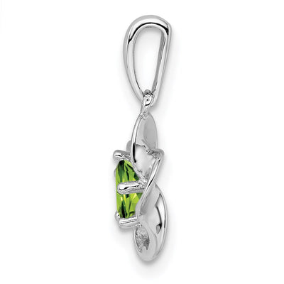 Sterling Silver Rhodium-plated Floral Peridot Pendant, 20 x 4.45mm