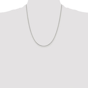 Sterling Silver Rhodium-plated 8 Sided Diamond-cut Box Chain (Style QBR024R-22)