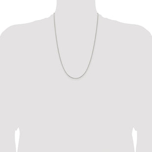 Sterling Silver Rhodium-plated 8 Sided Diamond-cut Box Chain (Style QBR024R-24)