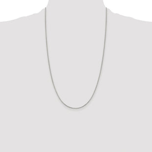 Sterling Silver Rhodium-plated 8 Sided Diamond-cut Box Chain (Style QBR024R-26)