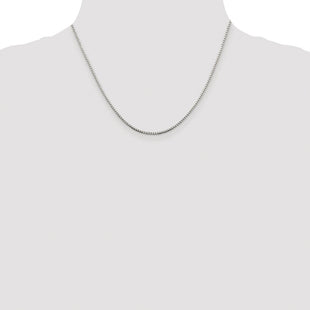 Sterling Silver Rhodium-plated 8 Sided Diamond-cut Box Chain (Style QBR028R-18)