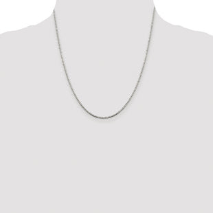 Sterling Silver Rhodium-plated 8 Sided Diamond-cut Box Chain (Style QBR028R-20)