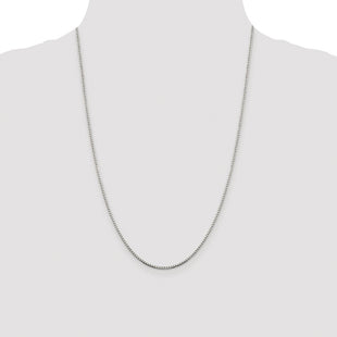 Sterling Silver Rhodium-plated 8 Sided Diamond-cut Box Chain (Style QBR028R-24)