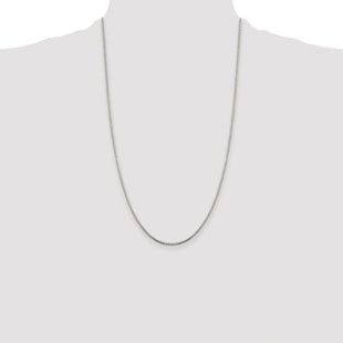 Sterling Silver Rhodium-plated 8 Sided Diamond-cut Box Chain (Style QBR028R-26)