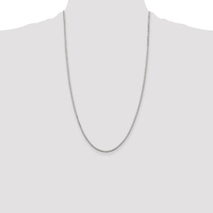 Sterling Silver 8 Sided Diamond-cut Box Chain (Style QBR035-26)