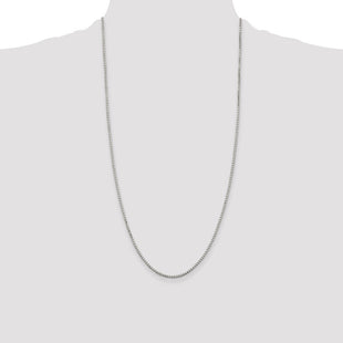 Sterling Silver 8 Sided Diamond-cut Box Chain (Style QBR035-28)