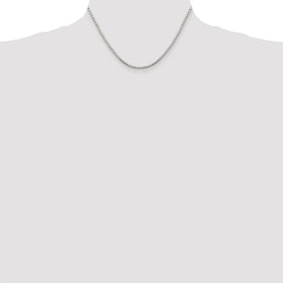 Sterling Silver Rhodium-plated 8 Sided Diamond-cut Box Chain (Style QBR040R-16)