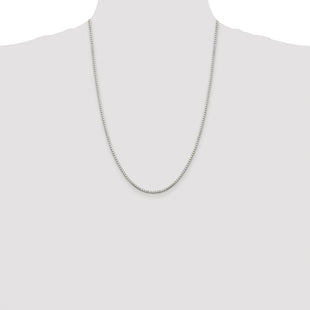 Sterling Silver Rhodium-plated 8 Sided Diamond-cut Box Chain (Style QBR040R-24)