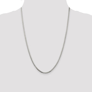 Sterling Silver 8 Sided Diamond-cut Box Chain (Style QBR050-24)