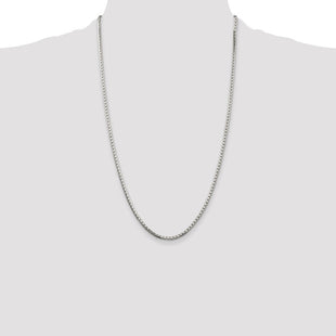 Sterling Silver 8 Sided Diamond-cut Box Chain (Style QBR050-26)
