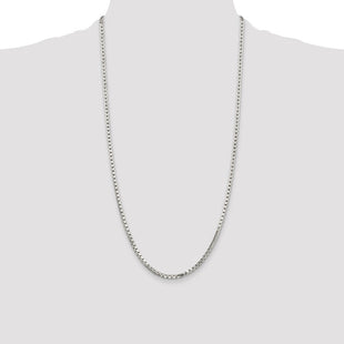 Sterling Silver 8 Sided Diamond-cut Box Chain (Style QBR057-28)