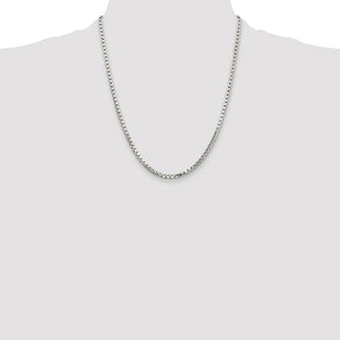 Sterling Silver Rhodium-plated 8 Sided Diamond-cut Box Chain (Style QBR057R-22)