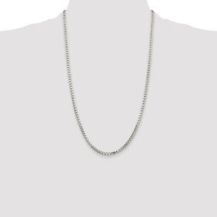 Sterling Silver Rhodium-plated 8 Sided Diamond-cut Box Chain (Style QBR057R-26)