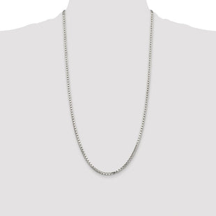 Sterling Silver Rhodium-plated 8 Sided Diamond-cut Box Chain (Style QBR057R-28)