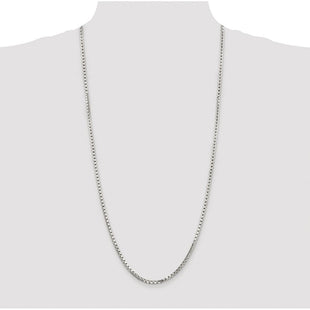 Sterling Silver Rhodium-plated 8 Sided Diamond-cut Box Chain (Style QBR057R-30)