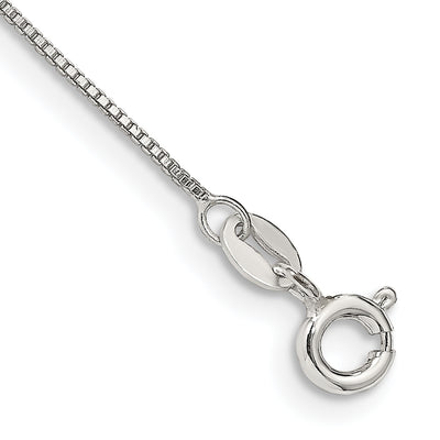 Sterling Silver Box Chain Anklet, 9 x 0.8mm