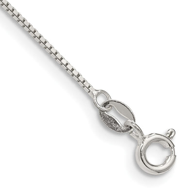 Sterling Silver Box Chain Anklet, 10 x 0.9mm