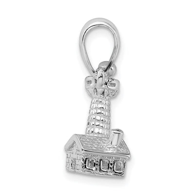De-Ani Sterling Silver Rhodium-Plated Polished and Textured 3D Lighthouse Pendant
