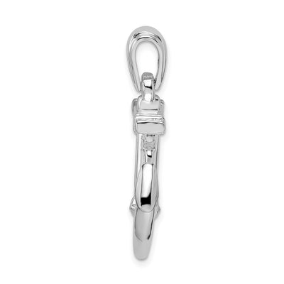 De-Ani Sterling Silver Rhodium-Plated Polished 3D Anchor with Chain Pendant