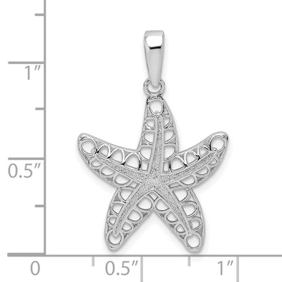 De-Ani Sterling Silver Rhodium-Plated Polished Cut-Out Starfish Pendant